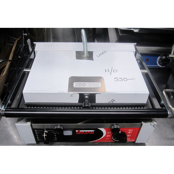 Sirman 34A2301105SI CORT R Stainless Single Panini Grill with 10" x 15" Cast Iron Plate and Thermostat - 110V