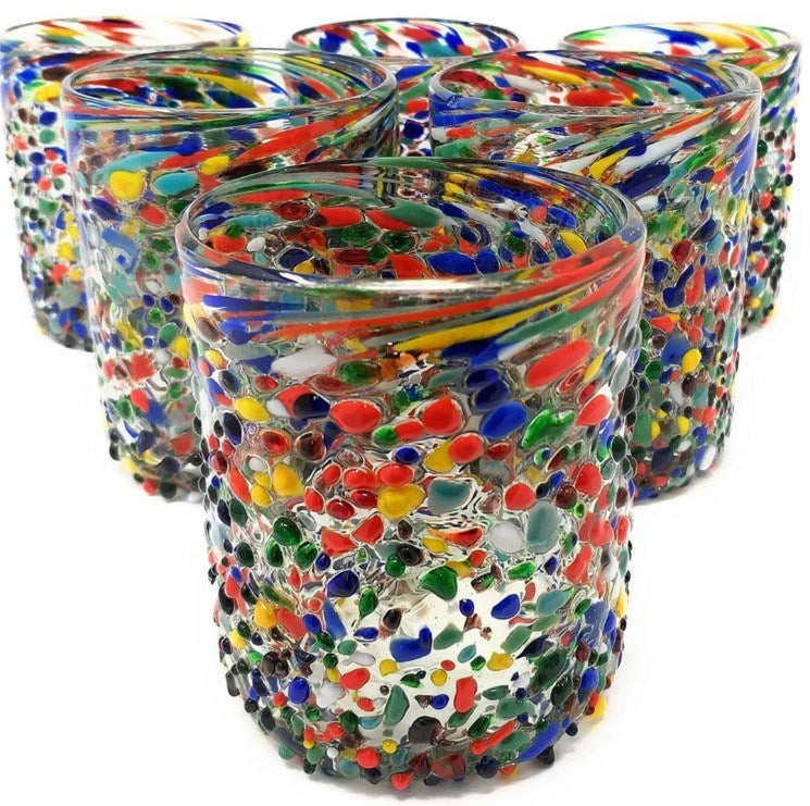 Dos Sueños DS-DG9T Hand Blown 10oz Confetti Rock Tumbler Glass (Case of 36)