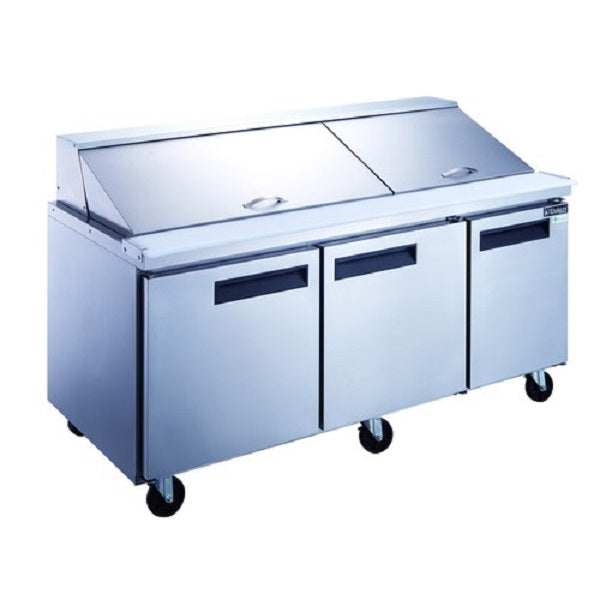 Dukers DSP72-30M-S3 72"W Three Door Sandwich/ Salad Prep Table (MEGA TOP) - 17.58 Cu. Ft. FREE SHIPPING!