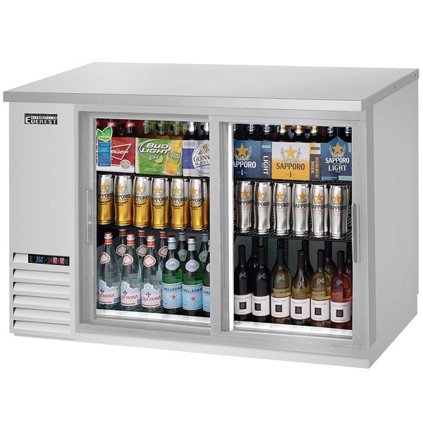 Everest EBB48G Double Door Glass Back Bar Cooler 48" -  FREE SHIPPING WITH LIFTGATE