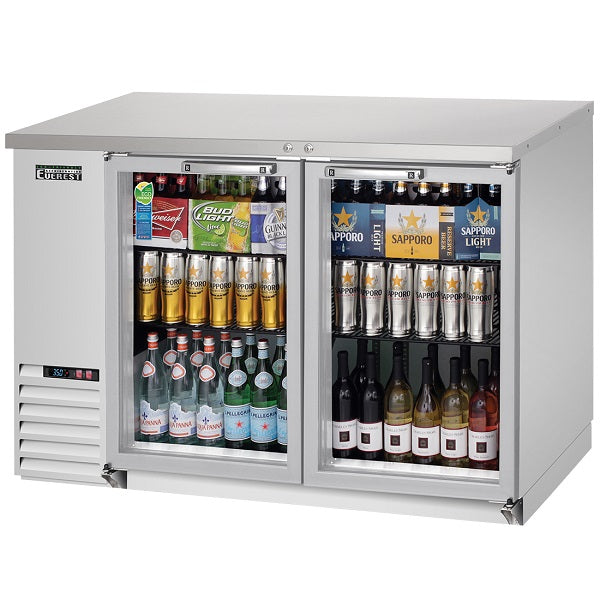 Everest EBB48G-SS Double Glass Door Stainless Steel Back Bar Cooler 48" -  FREE SHIPPING WITH LIFTGATE