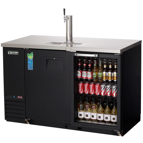 Everest EBD2-BBG Double Door Glass Back Bar & Keg Refrigerator Combo 57.75"  FREE SHIPPING WITH LIFTGATE