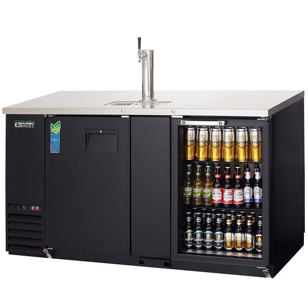 Everest EBD3-BBG-24 2 Door (1 glass) Back Bar and Beer Dispenser - one 1 faucet tower - black exterior  FREE SHIPPING WITH LIFTGATE