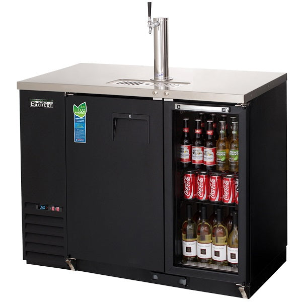 Everest EBDS2-BBG-24 2 Door (1 glass) Back Bar Dispenser 49" (One 1-Faucet Tower) - Black Exterior  FREE SHIPPING WITH LIFTGATE