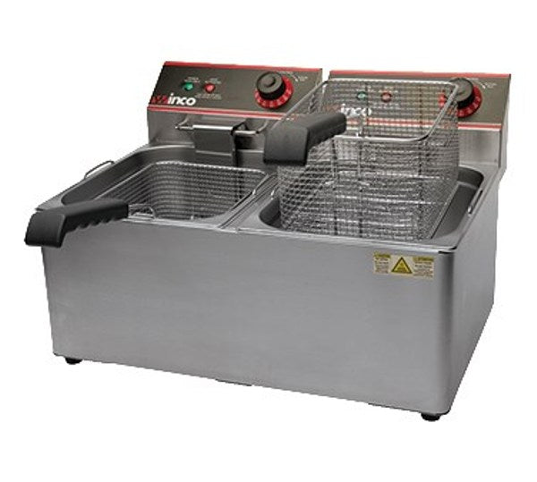 Winco EFT-32 Twin Well Electric Fryer with 32lb. Capacity