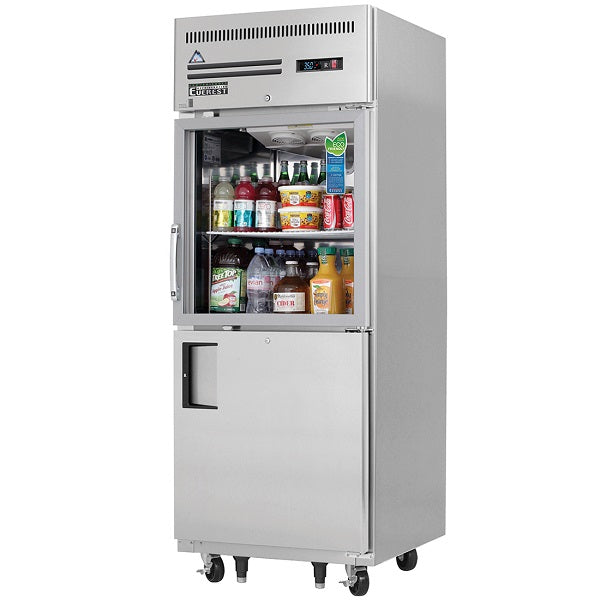 Everest EGSH2 Single Glass & Solid Combo Half Door Upright Reach-In Refrigerator 29.25" FREE SHIPPING WITH LIFTGATE