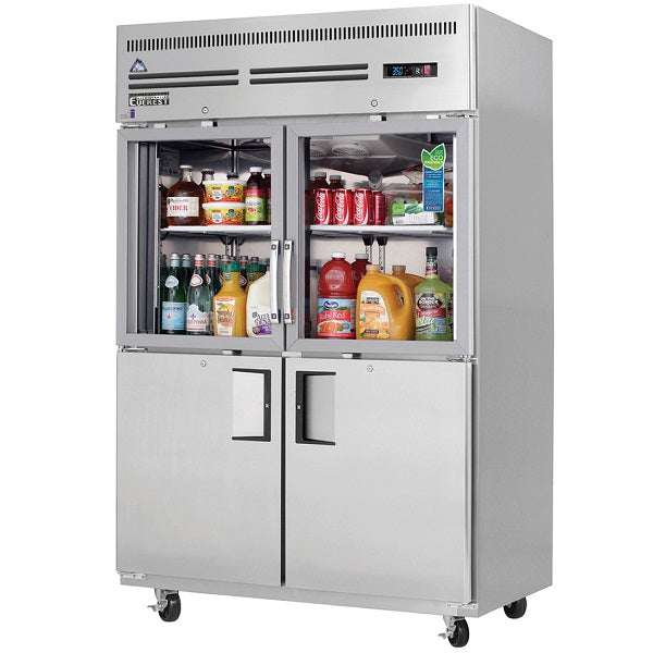 Everest EGSH4 Double Glass & Solid Combo Half-Door Upright Reach-In Refrigerator 49.75"  FREE SHIPPING WITH LIFTGATE