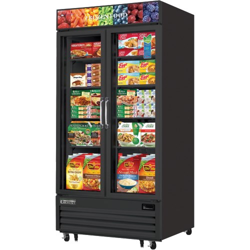 Everest EMGF36B Two Glass Door Merchandising Freezer 41" BLACK EXTERIOR - FREE SHIPPING WITH LIFTGATE