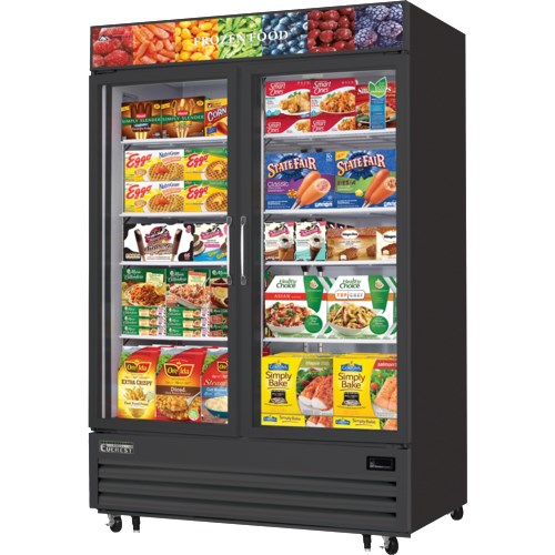 Everest EMGF48B Two Glass Door Merchandising Freezer 54"  BLACK EXTERIOR - FREE SHIPPING WITH LIFTGATE