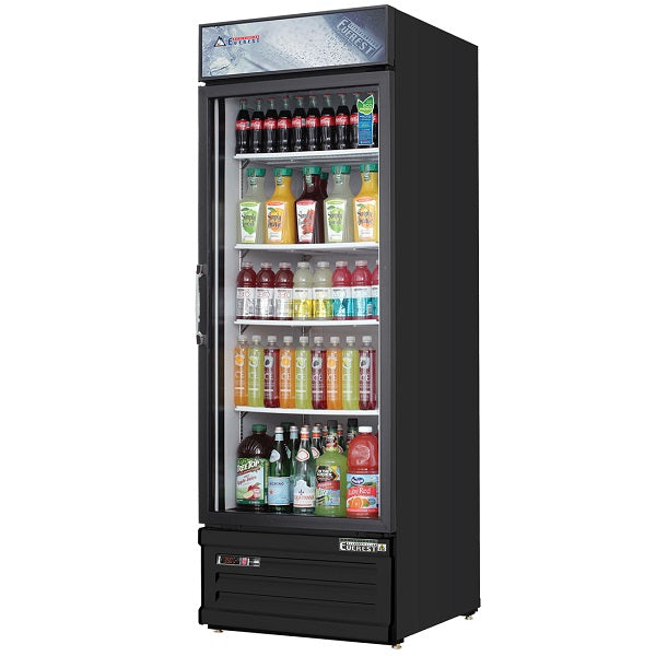 Everest EMGR10B Reach-In Glass Door Merchandiser Refrigerator- BLACK-  FREE SHIPPING WITH LIFTGATE