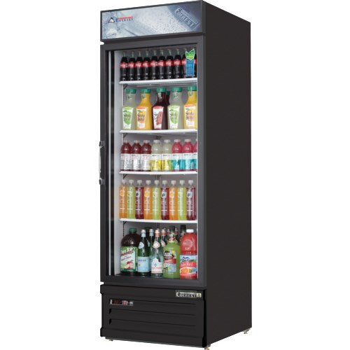 Everest EMGR20B Reach-In Single Glass Swing Door Merchandiser Refrigerator - 26.34" BLACK EXTERIOR -  FREE SHIPPING WITH LIFTGATE