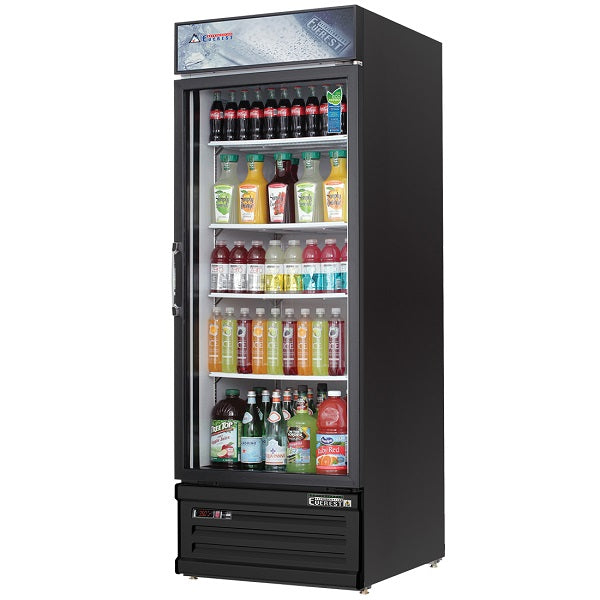 Everest EMGR24B Black Single Hinged Glass Door Refrigerated Merchandiser 28.5"   FREE SHIPPING WITH LIFTGATE