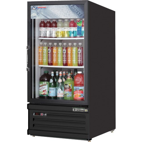 Everest EMGR8B Reach-In Glass Door Merchandiser Refrigerator  8 Cu Ft  BLACK EXTERIOR - FREE SHIPPING WITH LIFTGATE