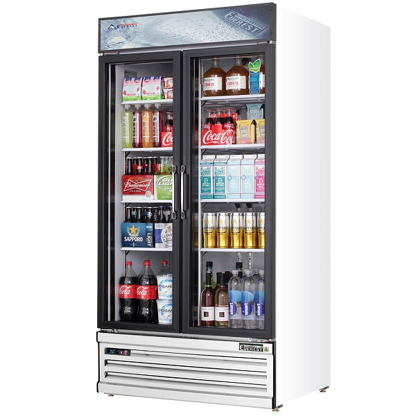 Everest EMGR33 Dual Sliding Glass Door Refrigerated Merchandiser 39.5"  White   FREE SHIPPING WITH LIFTGATE