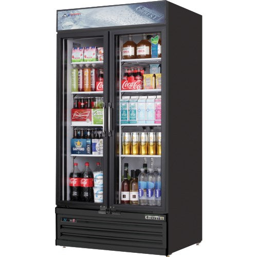 Everest EMSGR33B Dual Hinged Glass Door Refrigerated Merchandiser 39.5"  BLACK EXTERIOR - FREE SHIPPING WITH LIFTGATE