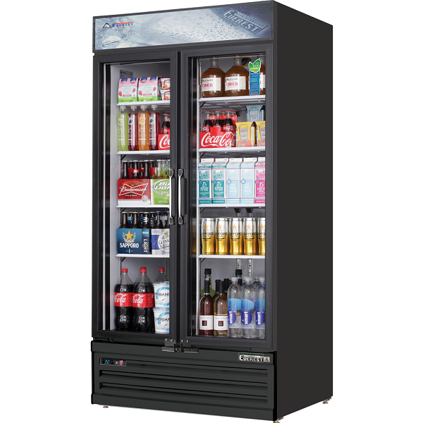 Everest EMGR33B Dual Sliding Glass Door Refrigerated Merchandiser 39.5"  Black  FREE SHIPPING WITH LIFTGATE