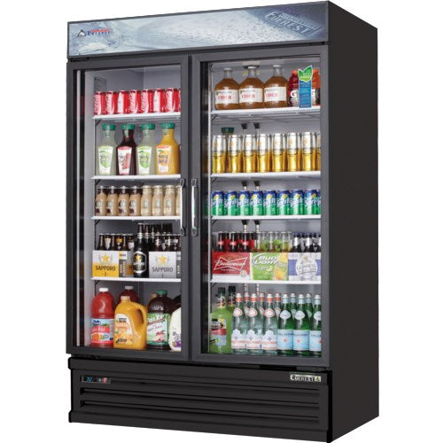 Everest EMSGR48B Dual Hinged Glass Door Refrigerated Merchandiser 53.25" BLACK EXTERIOR - FREE SHIPPING WITH LIFTGATE