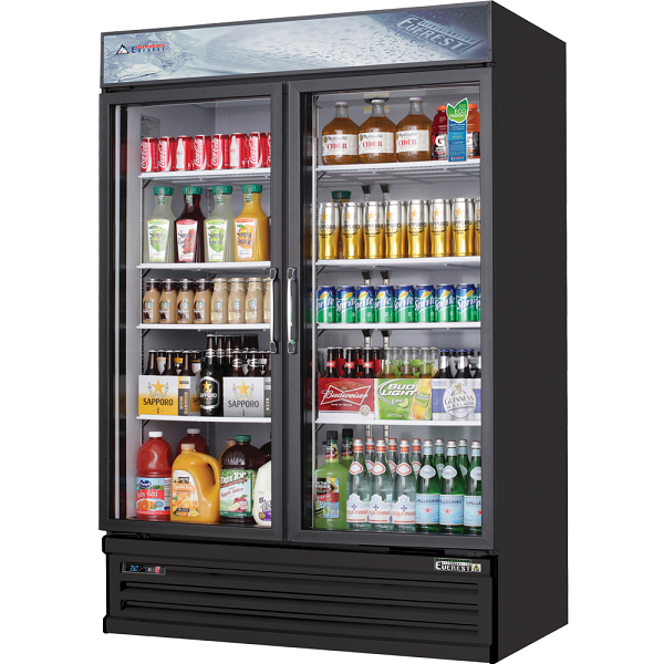 Everest EMGR48B Dual Sliding Glass Door Refrigerated Merchandiser 53.25"  Black  FREE SHIPPING WITH LIFTGATE