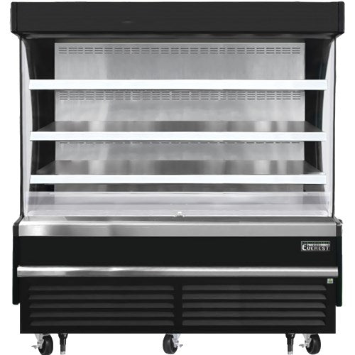 Everest EOMV-72-B-28-S 72"W x 28"D x 60 1/8" Black Vertical Open Display Refrigerated Merchandiser 19 Cu Ft. - FREE SHIPPING WITH LIFTGATE