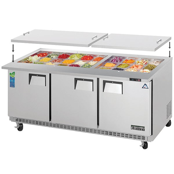 Everest EOTP3 72" Open Top Prep Table, Mega-Top, Three-Section   FREE SHIPPING WITH LIFTGATE