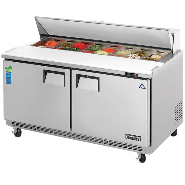 Everest EPBNWR2 Double Door Back-Mount Sandwich Prep Table 59.5"  FREE SHIPPING WITH LIFTGATE