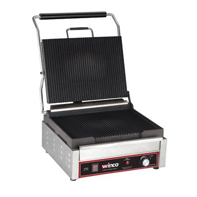 Winco EPG-1C Italian Style Ribbed Sandwich Panini Grill, Electric - 120V