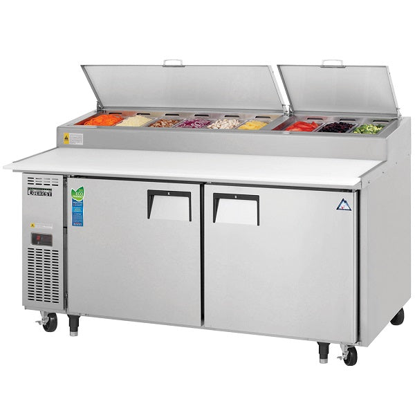 Everest EPPR2 Double Door Side-Mount Pizza Prep Table 71"  FREE SHIPPING WITH LIFTGATE