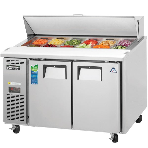 Everest EPR2-24 Dual Door Side-Mount Sandwich Prep Table 47.5" - 9.0 Cu. Ft. Capacity  FREE SHIPPING WITH LIFTGATE
