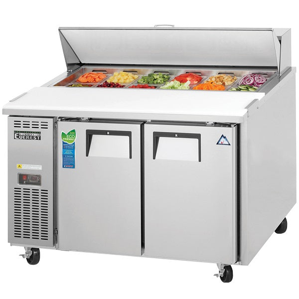 Everest EPR2 Dual Door Side-Mount Sandwich Prep Table 47.5" - 13.0 Cu. Ft. Capacity  FREE SHIPPING WITH LIFTGATE