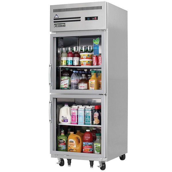 Everest ESGRH2 Single Split Glass Door Upright Reach-In Refrigerator 23 cu. ft"  FREE SHIPPING WITH LIFTGATE