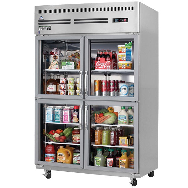 Everest ESGRH4 Two Section Split Glass Door Upright Reach-In Refrigerator 48 cu. ft"  FREE SHIPPING WITH LIFTGATE