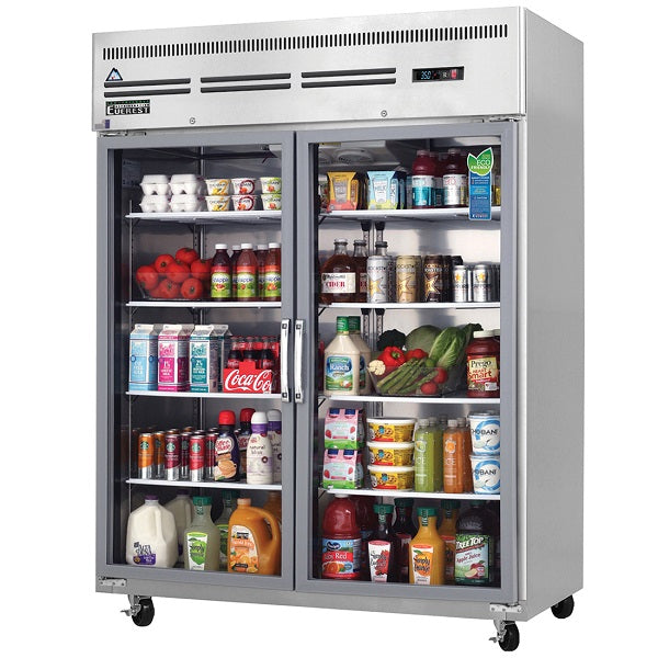 Everest ESGWR2 Wide Double Glass Door Upright Reach-In Refrigerator 59"   FREE SHIPPING WITH LIFTGATE