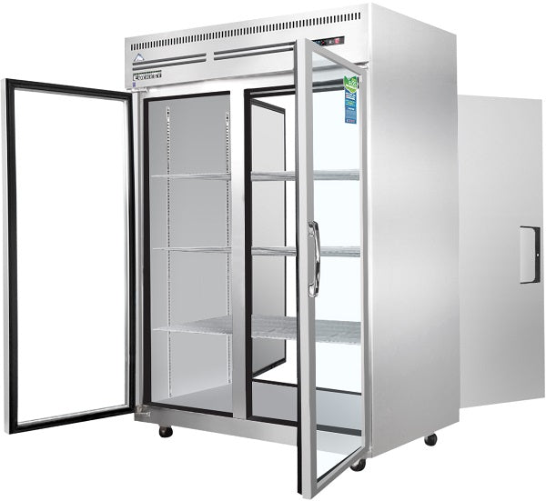 Everest ESPT-2G-2S 49 5/8" Two Section Upright Reach-In Pass-Thru Refrigerator Glass Front/Solid Rear -  FREE SHIPPING WITH LIFTGATE
