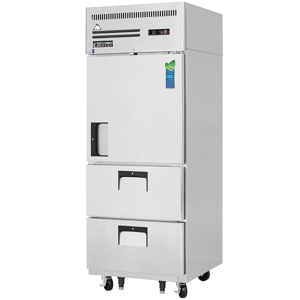 Everest ESR1D2 Single Solid Door Upright Reach-In Refrigerator with Dual Drawers 29.25"  FREE SHIPPING WITH LIFTGATE