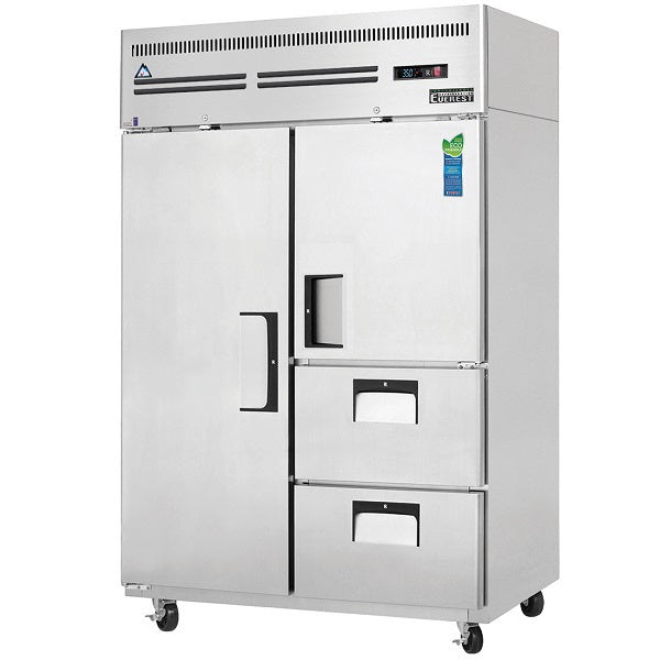 Everest ESR2D2 Dual Solid Door Upright Reach-In Refrigerator with Dual Drawers 49.75"   FREE SHIPPING WITH LIFTGATE