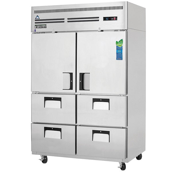 Everest ESR2D4 Dual Solid Door Upright Reach-In Refrigerator with Quad Drawers 49.75"    FREE SHIPPING WITH LIFTGATE