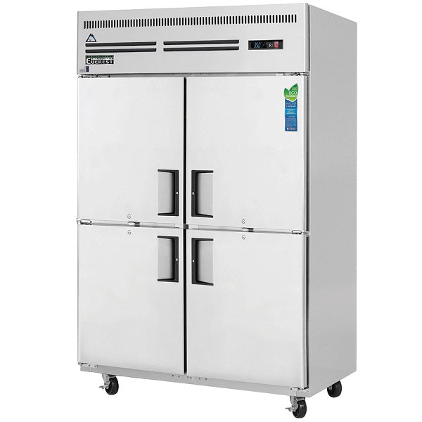 Everest ESRH4 Reach In Refrigerator, 2 sections 4 half doors Upright Reach-In Refrigerator TOP Mounted Condensing Unit   FREE SHIPPING WITH LIFTGATE