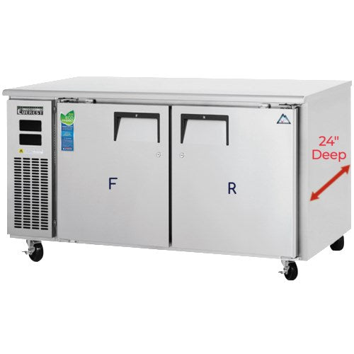 Everest ETRF2-24 Dual Door Side-Mount Under-Counter Refrigerator & Freezer Combo 59.5", 24" Depth    FREE SHIPPING WITH LIFTGATE