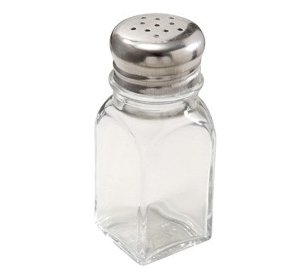 Winco G-109 2oz. Glass Salt/Pepper Square Shaker W Mushroom Top