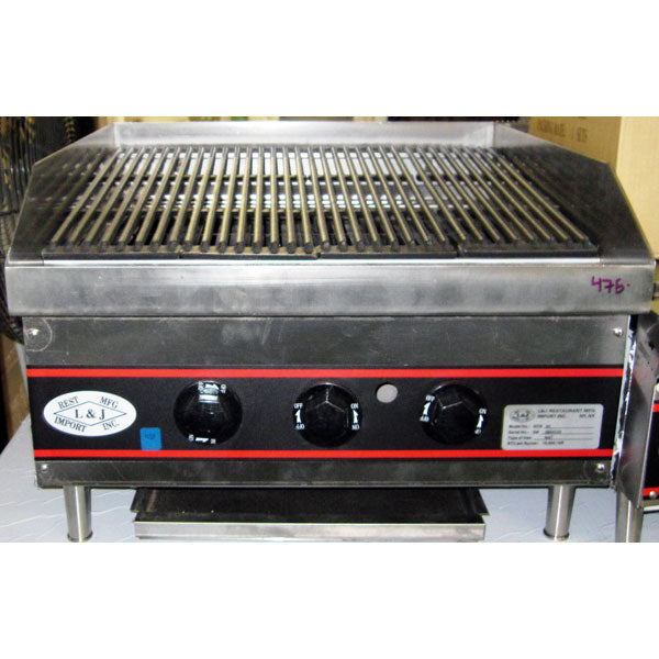 L&J GCB-24 Gas Charbroiler with Two (2) Burners 24" - 36,000 BTU