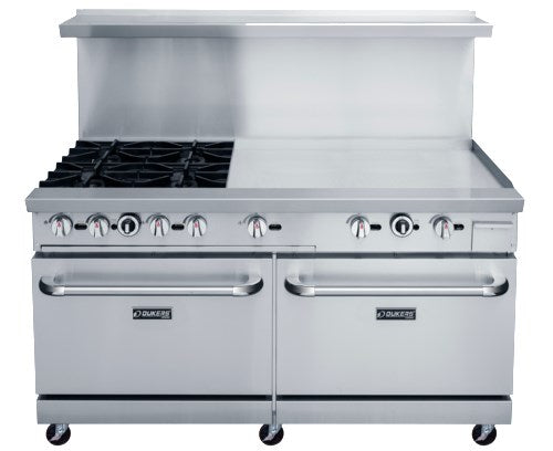 Dukers DCR60-4B36GM 60" Natural Gas 4 Burner Range 36" Griddle - FREE SHIPPING!