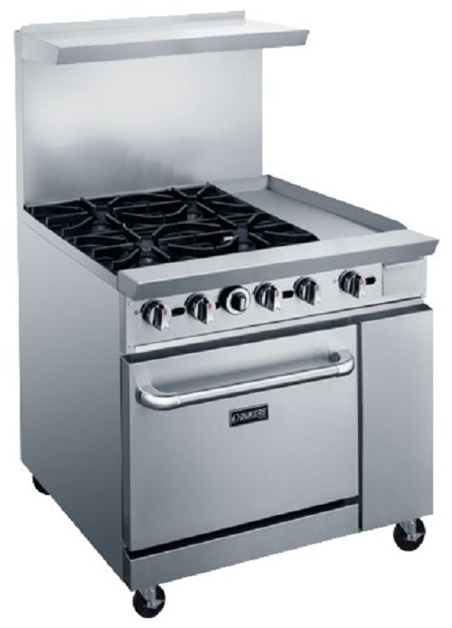 Dukers DCR36-4B12GM 36" Natural Gas 4 Burner Range W 12" Griddle - FREE SHIPPING!