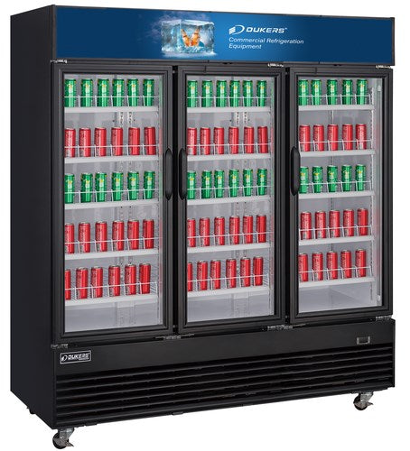 Dukers DSM-69R 78"W Three Swinging Glass Door Merchandiser Refrigerator - 69.43 Cu. Ft FREE SHIPPING!