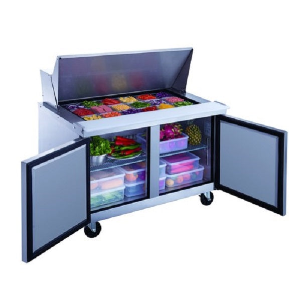 Dukers DSP48-18M-S2 48"W Two Door Megatop Sandwich/ Salad Prep Table - 11.47 Cu. Ft. FREE SHIPPING!