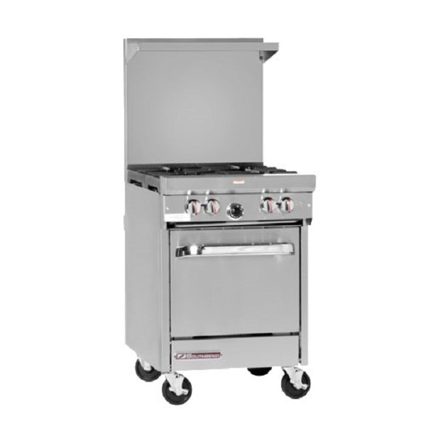 Southbend  S24E S-Series Restaurant Range 24"W 4 Burner Gas Range with One Space Saver Oven - 147,000 BTU