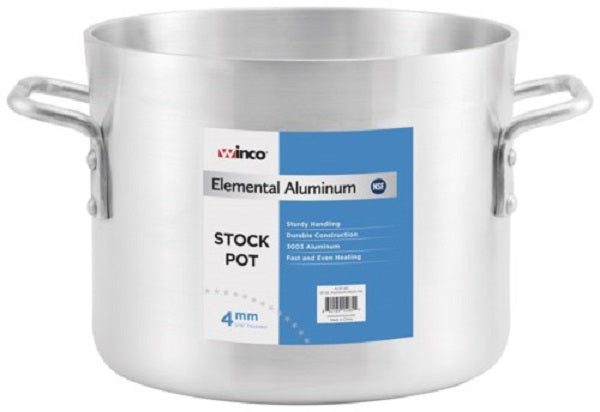 Winco ALST-40 40 Quart 3/16" Thick Aluminum Professional Stock Pot without Cover