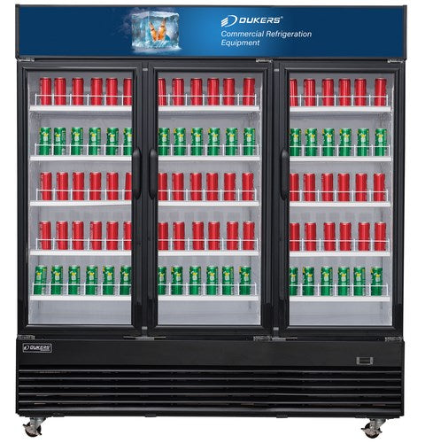 Dukers DSM-69R 78"W Three Swinging Glass Door Merchandiser Refrigerator - 69.43 Cu. Ft FREE SHIPPING!