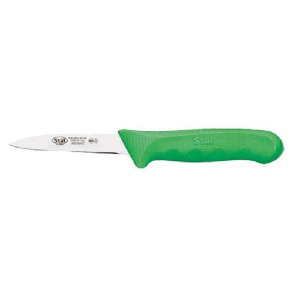 Winco KWP-30G Paring Knife with 3-1/4"" Blade and Green Handle