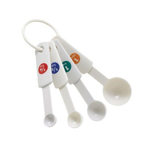 Winco MSPP-4 4 Piece White Plastic Measuring Spoon Set