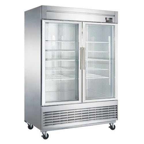 Dukers D55F-GS2 55 1/8"W 2 Glass Door Bottom Mount Reach In Freezer - 40.74 Cu. Ft FREE SHIPPING!
